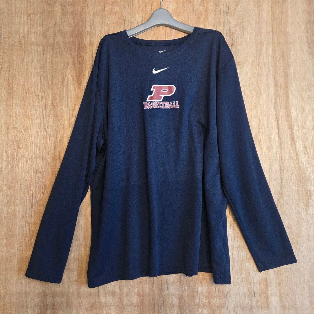 Nike Dri-Fit P Logo Long Sleeve Shirt Navy Basketball Men's 3XL
